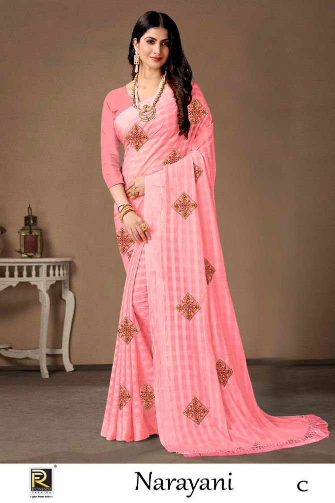 Ronisha Narayani Embroidery Party Wear Sarees Catalog